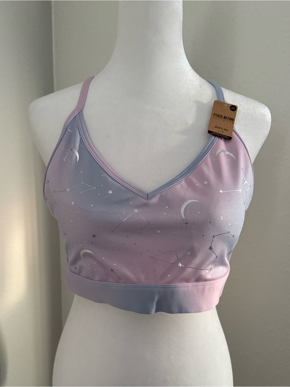Victoria’s Secret PINK Active Celestial Sports Bra NWT Large Lavender Pink